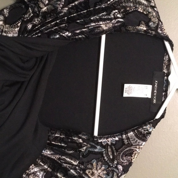 Jones New York top women’s size M shirt silky velour feel mesh inserts artsy - Picture 12 of 13